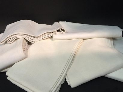 null 10 draps en lin blanc (tachetés) de grande taille