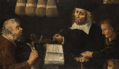 null Antonio CASSELLA Le changeur Huile sur toile signée et datée 1666 106 x 155...
