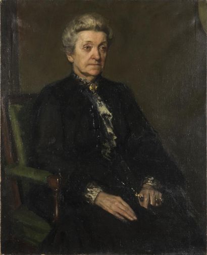 Anonyme vers 1880 Portrait de dame âgée Toile...