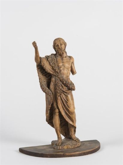 null Saint Jean Baptiste au désert Sujet en bois sculpté 19ème siècle H : 26 cm (accident...
