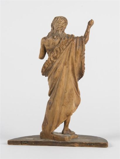 null Saint Jean Baptiste au désert Sujet en bois sculpté 19ème siècle H : 26 cm (accident...