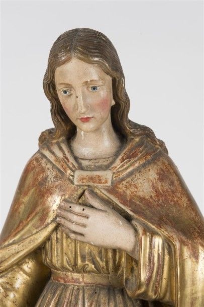 null Marie Madeleine Sujet en bois sculpté laqué et doré Début 19ème siècle H : 85...