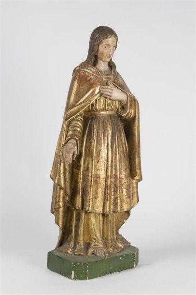 null Marie Madeleine Sujet en bois sculpté laqué et doré Début 19ème siècle H : 85...