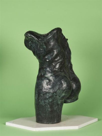 null Ignazio DIAZ (XX ème) Artiste Mexicain Buste d'homme Sculpture en bronze à patine...