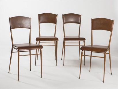 null Dans le goût de Jacques ADNET (1900-1984) Suite de quatre chaises en métal laqué...