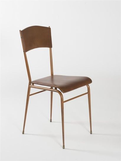 null Dans le goût de Jacques ADNET (1900-1984) Suite de quatre chaises en métal laqué...