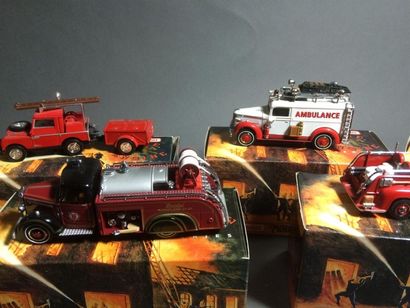 null MATCHBOX 7 véhicules de pompiers dans boite très bon état