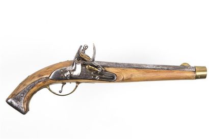 null [RUSSIE] Pistolet à silex de cavalerie Russe Platine marqué Toula 1813. Le pommeau...