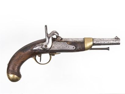 null Pistolet de cavalerie Modèle 1822 T bis Vis du chien cassée. Platine avec traces...