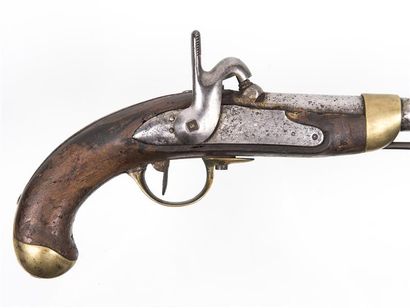 null Pistolet de cavalerie Modèle 1822 T bis Vis du chien cassée. Platine avec traces...