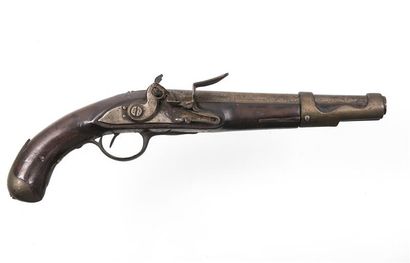 null Pistolet à silex Mle 1775 sans marquage. Crête de chien cassée Ressort d'embouchoir...