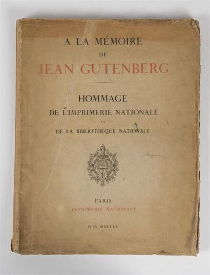 null GUTENBERG (Jean), DELISLE (préface de Léopold Victor), A LA MEMOIRE DE JEAN...