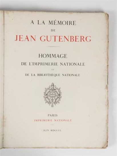 null GUTENBERG (Jean), DELISLE (préface de Léopold Victor), A LA MEMOIRE DE JEAN...