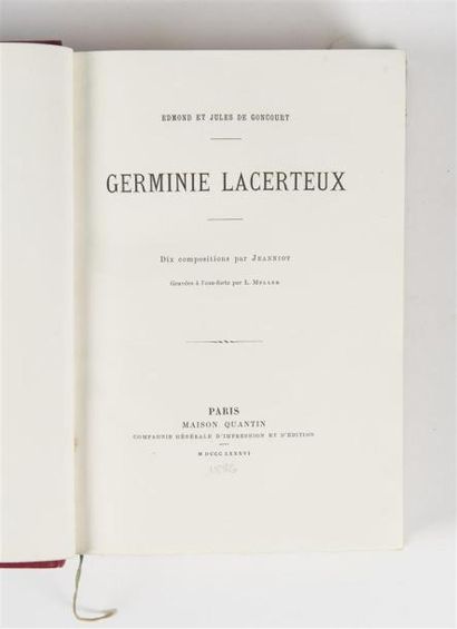 null GONCOURT (Edmond et Jules de), GERMINIE LACERTEUX, Paris, Maison Quantin, 1886....