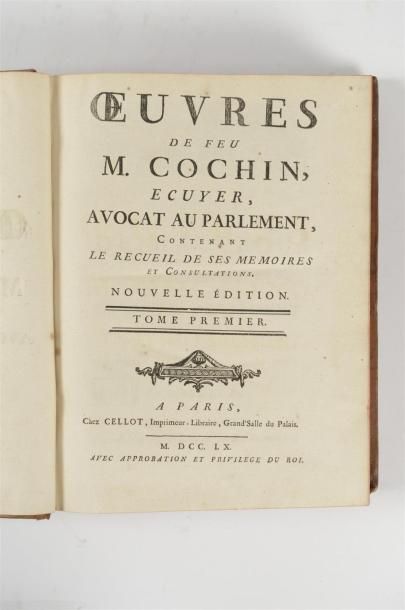 null COCHIN (Henri), OEUVRES DE FEU M. COCHIN, ECUYER, AVOCAT AU PARLEMENT, CONTENANT...