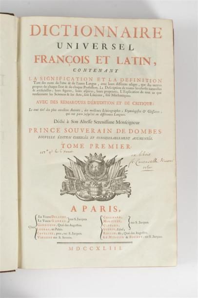 null DICTIONNAIRE UNIVERSEL FRANÇAIS ET LATIN, VULGAIREMENT APPELE DICTIONNAIRE DE...