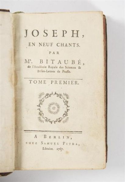 null BITAUBE (Paul-Jérémie), JOSEPH EN NEUF CHANTS, Berlin, Samuel Pitra, 1767. In-12,...