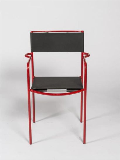 null Giandomenico BELOTTI (1922-2004) Structure en métal peint en rouge, assise et...