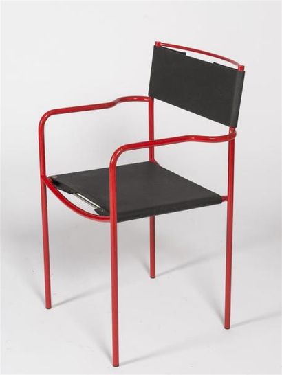 null Giandomenico BELOTTI (1922-2004) Structure en métal peint en rouge, assise et...