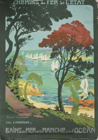 null Julien LACAZE (1886 - 1971) Affiche Bains de mer de la Manche & de l'Océan....