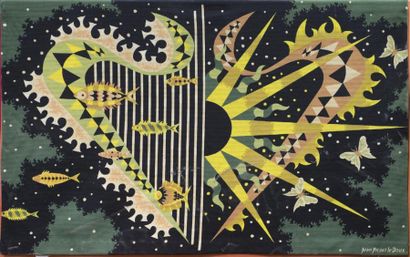 null Jean PICARD LEDOUX (1902-1982) Ciel et mer Tapisserie murale en laine à décor...