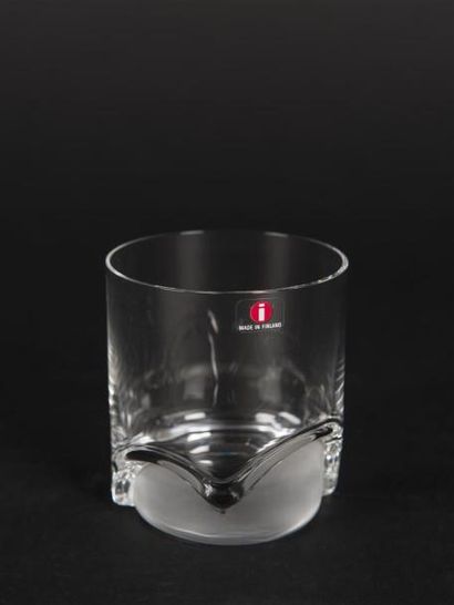 null Jorma VENNOLA (XXème) Suite de six verres soufflés transparent et dépoli modèle...