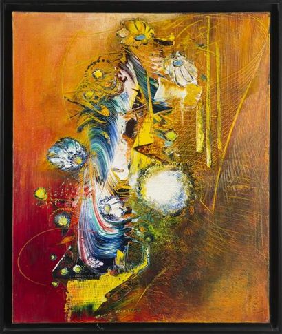 null René BERTHET (né en 1941) Harmonie cosmique I Huile sur toile signée en bas...