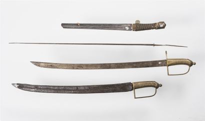 null Sabre briquet 1771 sans fourreau 
on joint épave d'un sabre de cavalerie 1°...