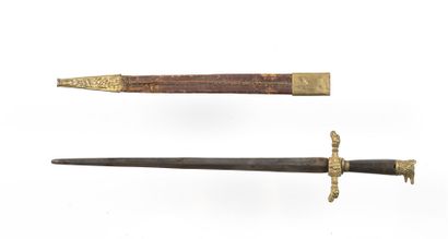 null Couteau de chasse, avec fourreau, milieu XIX° siècle