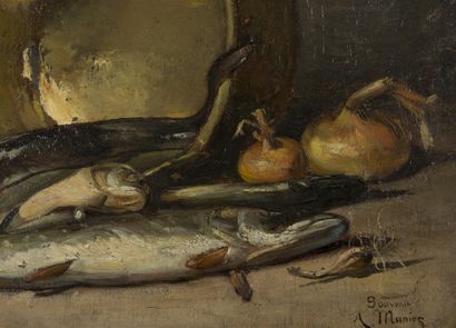 null A MUNIER fin XIXe (vers 1880)
Paire de Nature mortes 
huile sur toile
Cadre...