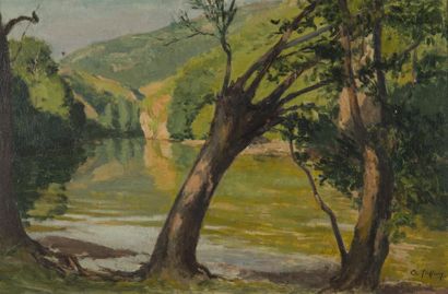 null Charles JAFFEUX (1902-1941)
La Sioule près de Menat
huile sur panneau
36 x 61...