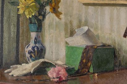 null Hippolyte TAVERNIER (1884-1957)
Nature morte au carton à chapeau 
Huile sur...