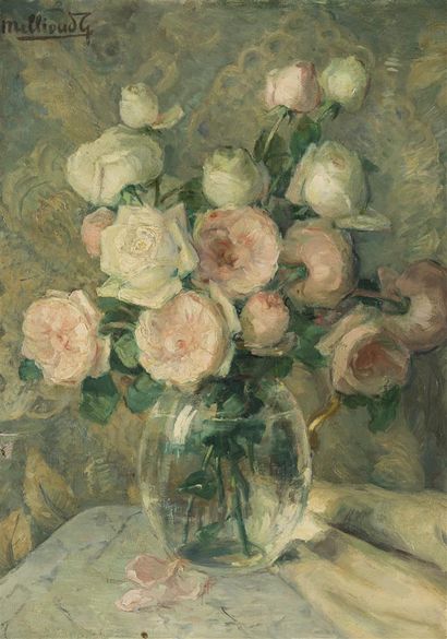 null Gabrielle MILLIOUD (1875-1931)
Bouquet de roses dans un vase
Huile sur toile
Signée...