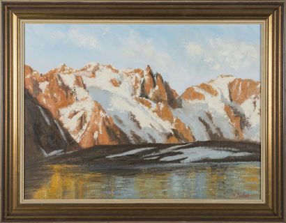 null H. MICHAL (XXème siècle)
La Meige et le lac du Goléon
Huile sur toile
Signée...