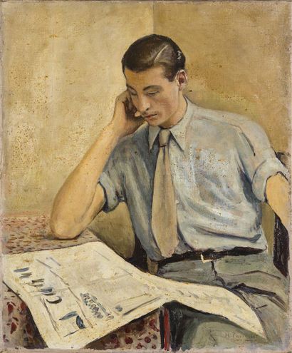 null Hippolyte TAVERNIER (1884-1957)
Portrait de jeune homme au journal
Huile sur...