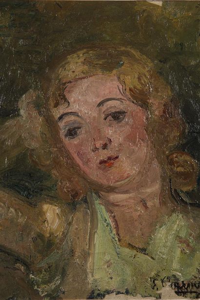 null Emilie CHARMY (1878- 1914)
tableau huile sur toile portrait de femme signé 
46...
