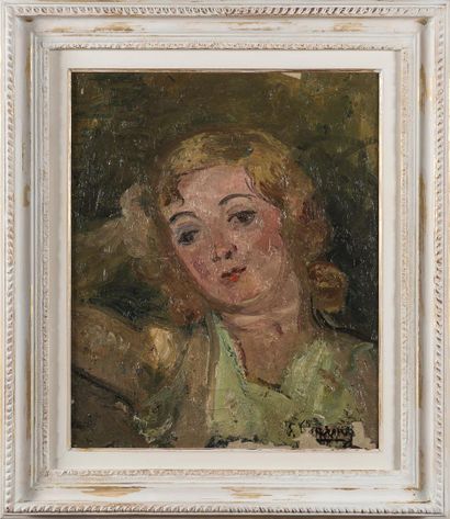 null Emilie CHARMY (1878- 1914)
tableau huile sur toile portrait de femme signé 
46...