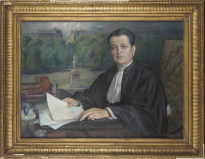 null Victor SIMONIN (1877- 1946)
Portrait d'un avocat Lyonnais
Pastel sur papier
Si...