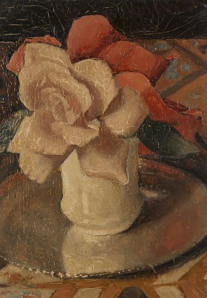 null Hippolyte TAVERNIER (1884-1957)
Bouquet de roses dans un vase 
huile sur panneau
Signé...