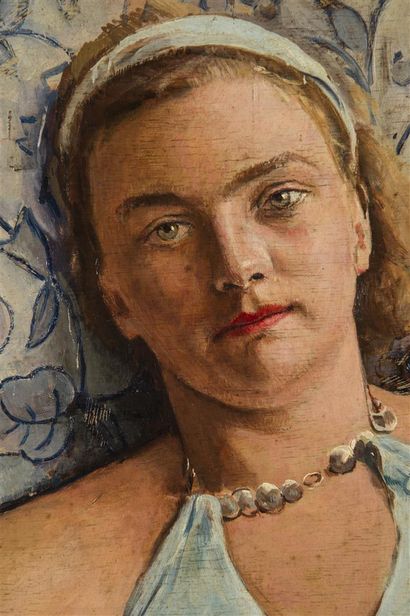 null Hippolyte TAVERNIER (1884-1957)
Jeune fille blonde, 
Huile sur panneau
Non signé
40...