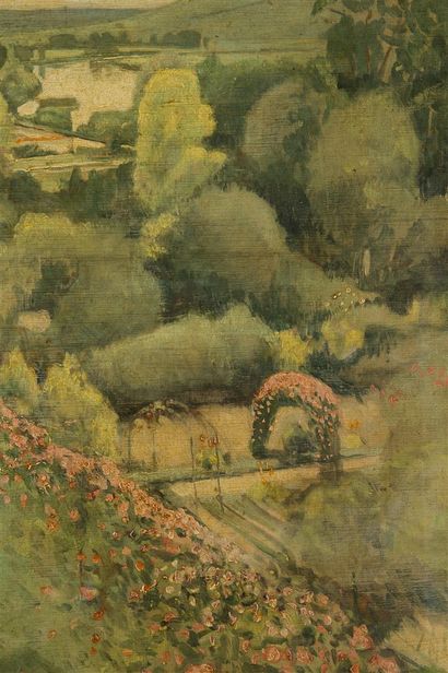 null Hippolyte TAVERNIER (1884-1957)
Boucle de la seine avec jardin 
Huile sur toile
Signée...