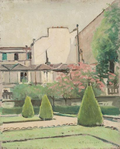 null Hippolyte TAVERNIER (1884-1957)
Vue d'un jardin parisien 
Huile sur panneau...