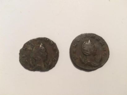 null SALONINE épouse de Gallien; 2 antoniniens de billon (Milan) Av/SALONINA AVG...