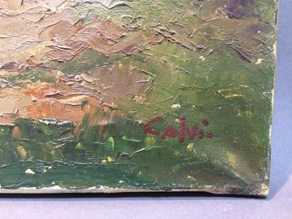 null CALVI paysage de montagne, huile sur toile, signé calvi 46 x 55 cm