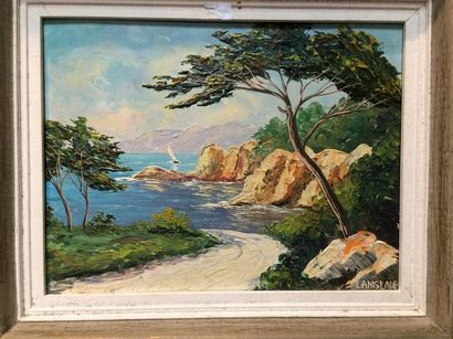null LANGLADE Vue de la côte varoise, huile sur toile, signée, 32 x 28 cm