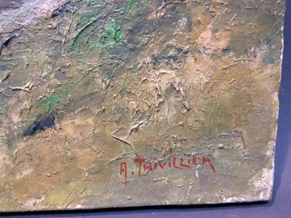 null THIVILLIER Paysage huile sur toile signé A.Thivillier 55 x 46 cm
