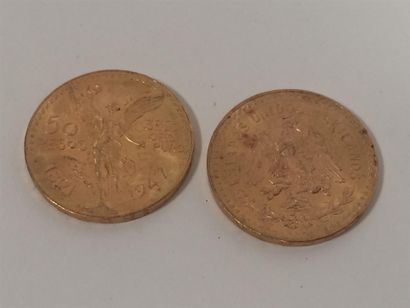 null Deux pièces de 20 pesos en or (750) 18K