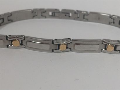 null Bracelet bâtonnets acier et agrémenté d'or (750) 18K