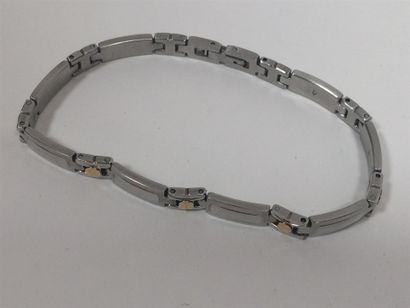 null Bracelet bâtonnets acier et agrémenté d'or (750) 18K