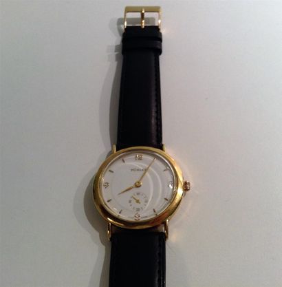 null TURLER Swiss Made. Signée. Montre homme en or jaune 18k (750). Boîtier squelette....